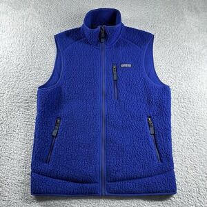 Patagonia Deep Pile Fleece‎ Vest Mens Medium Blue -  Embroidered Logo